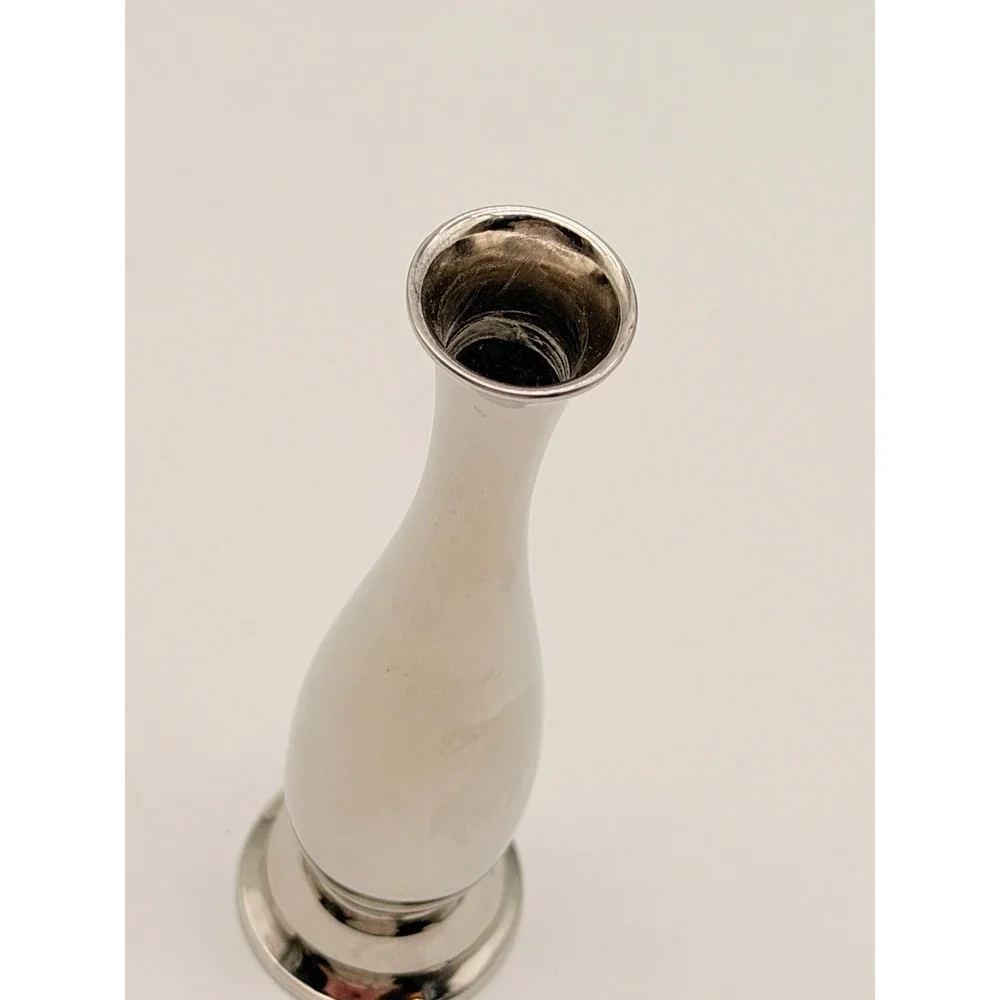 Vintage Silver Plated Bud Vase Etched Floral Design 6 Inch Trumpet Style Decor